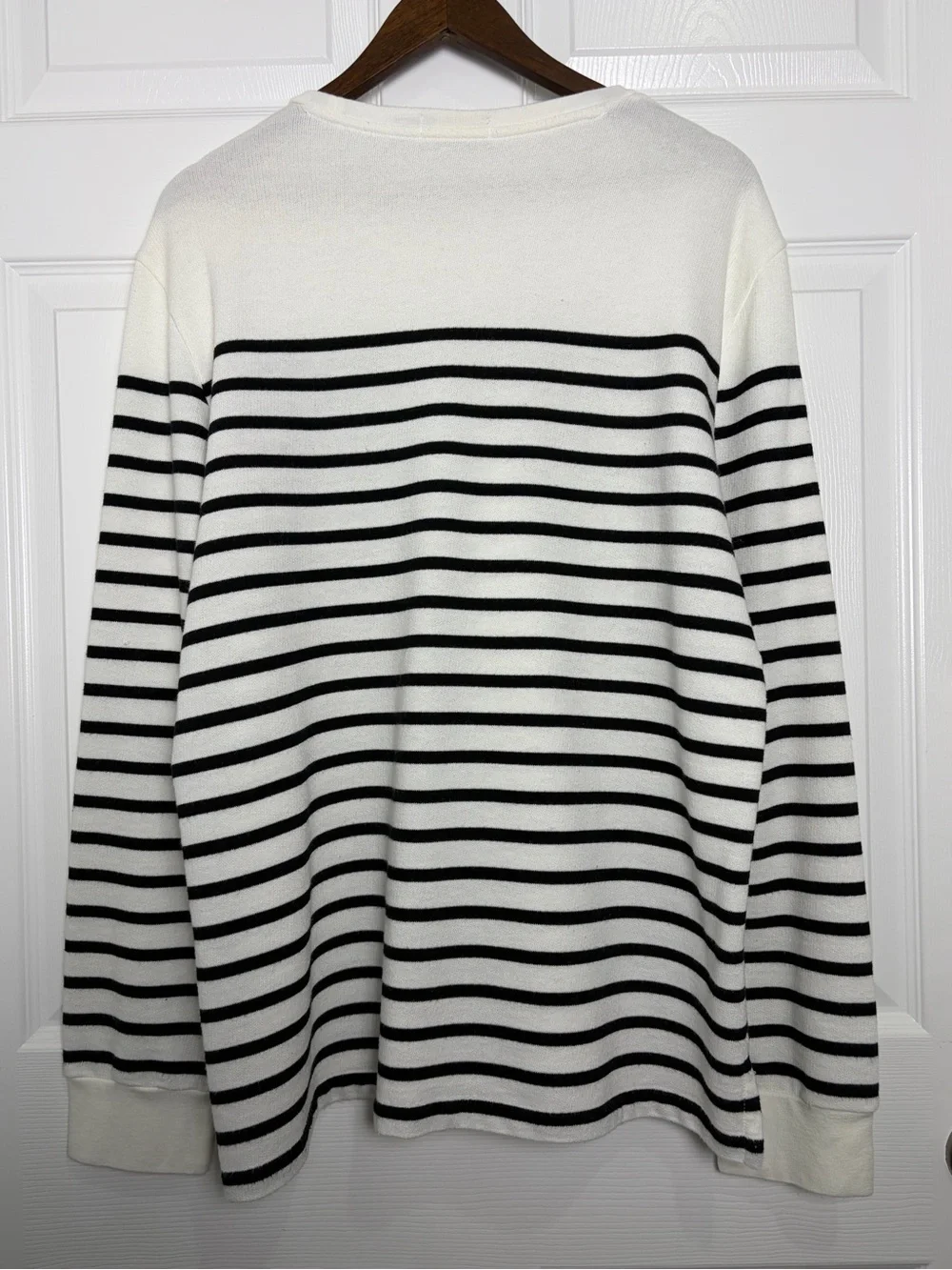 POLO Ralph Lauren Black White Breton Stripe Pocket Sweater Coastal Shirt | XL